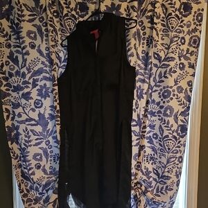 Catherine Malandrino Black Button-Up Duster In Satin